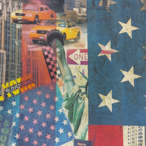 Yves St Laurent Inspired New York Novelty Print Short Sleeve Top Sz M - Picture 9 of 10